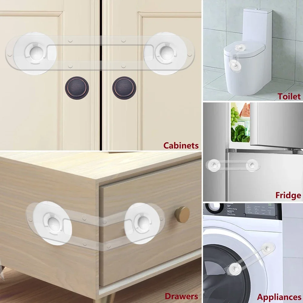 5pcs Baby Transparent Safety Locks Anti-opening Cabinet Open Glass Cabinet Safety Lock Anti-clip Hand Door Lock Fixing Clips