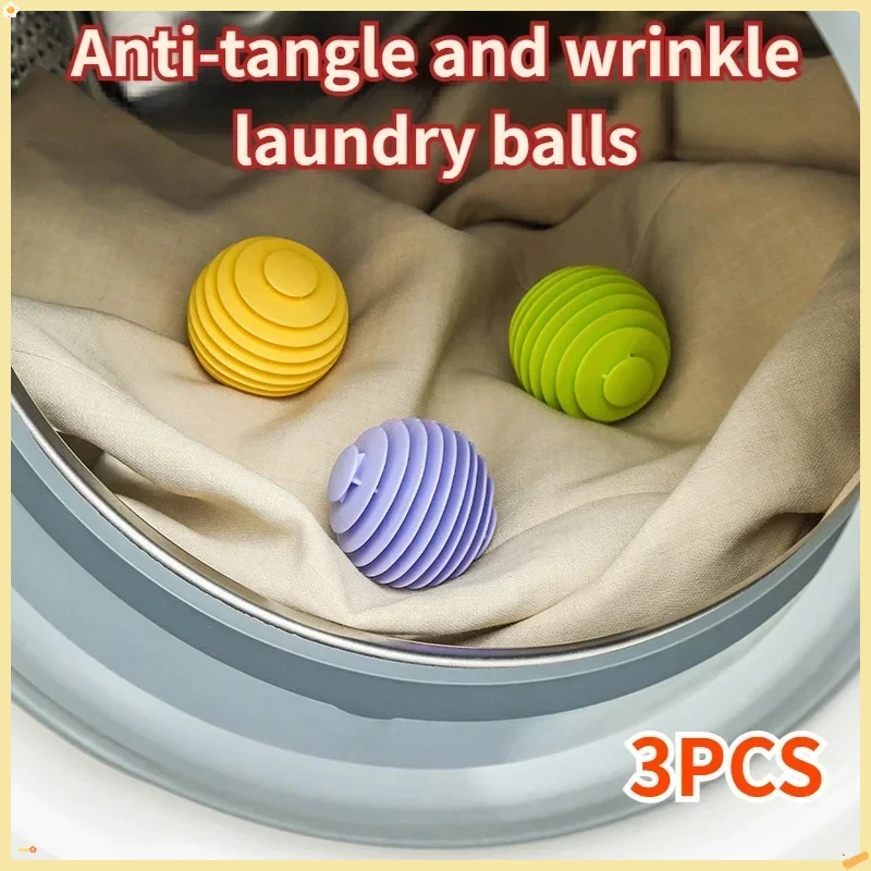 3PCS Anti-tangle Wrinkle Reusable Magic Laundry Balls for Washing Machines Silicone Clothes Washer Balls Home Tools