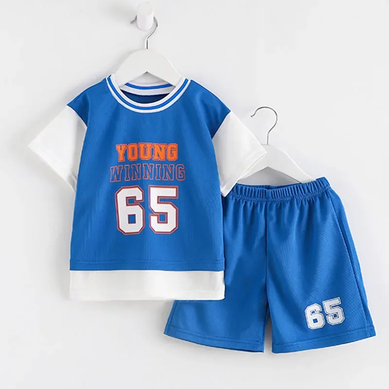 Children's sports suit, clothing sets for boys and girls, T-shirt, summer cotton shorts with short sleeves, quick-drying children's clothing