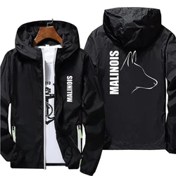 Casual Dog Belgian Malinois Windbreaker Thin Sunscreen Hooded Coat Mens Sports Pilot Cycling Camping Jacket Plus Size 7XL