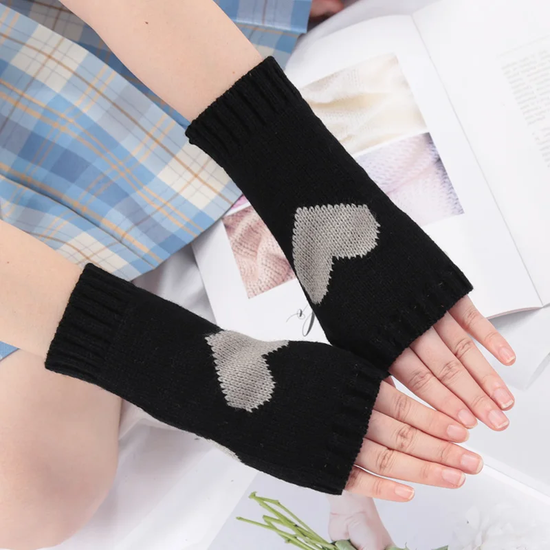 Knitted Half Finger Gloves Women's Warm Soft Winter Mittens for Girl Guantes Y2K Sleeve Girls Lolita Goth Fingerless Gloves