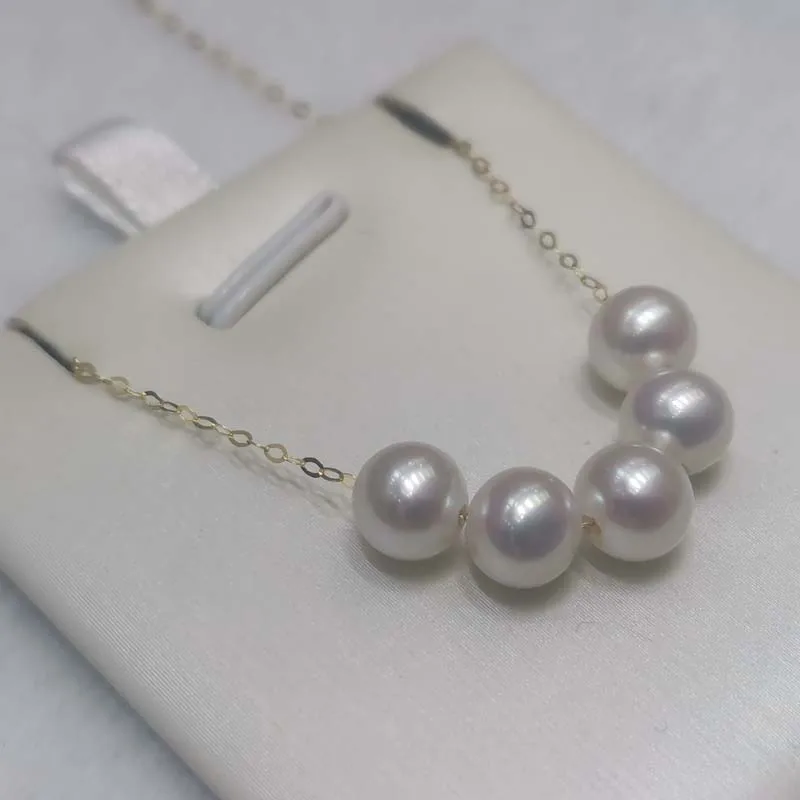 

Fine White Real Freshwater Pearl 18K Gold Necklace