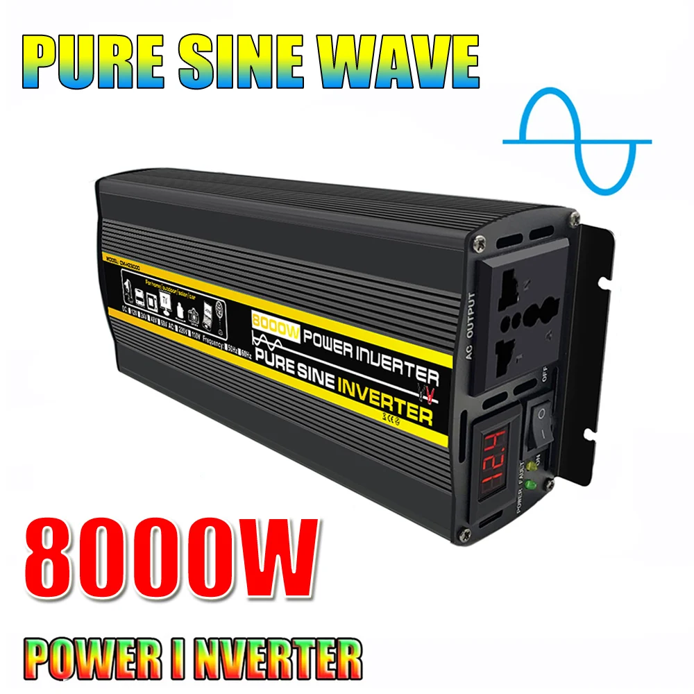  20000W Pure Sine Wave Power Inverter 12V/24V/48V/60V DC to 110V/ 220V AC Car Plug Adapter Outlet Converter Multi-Protection and LED Display  Power Inverter (Color : 220V-24V) : Automotive