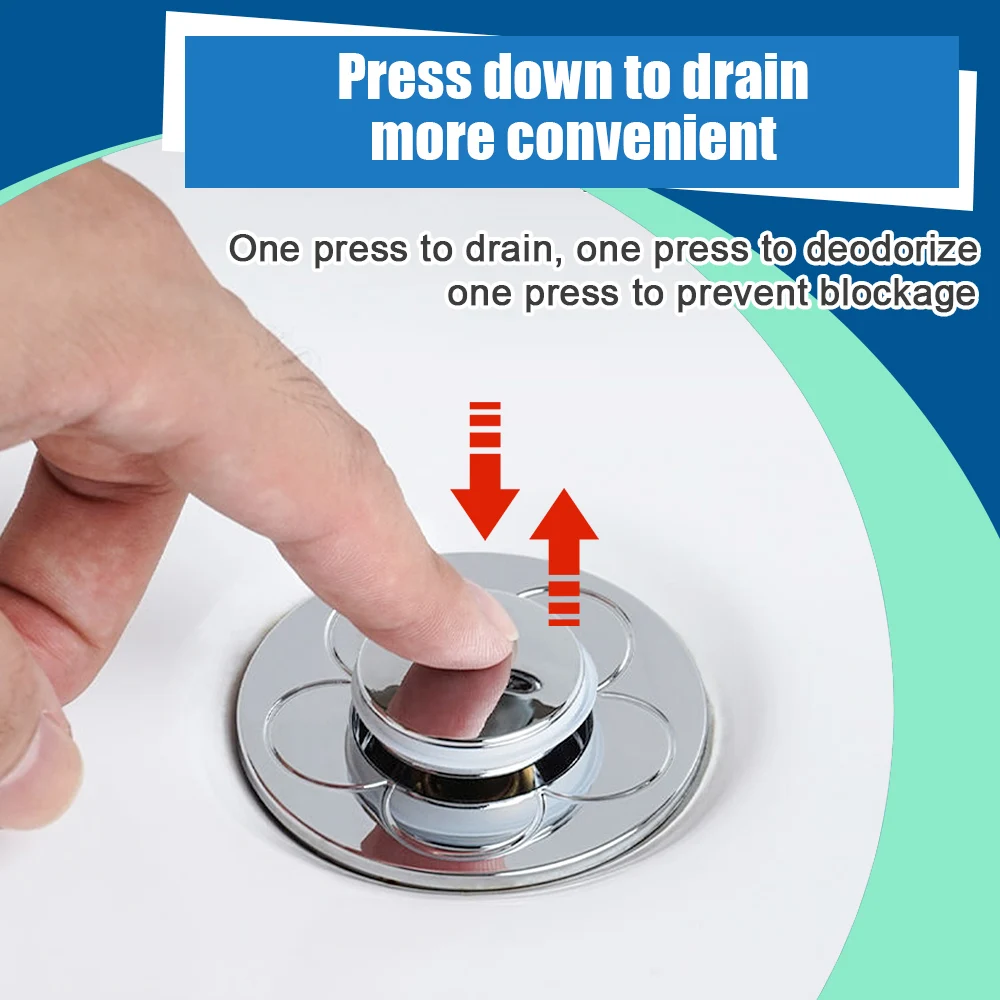 Stainless Floor Drain Shower Accessories Sink Drain Pop-up Push-type Drain Filter Universal Wash Basin for Bathroom or Kitchen