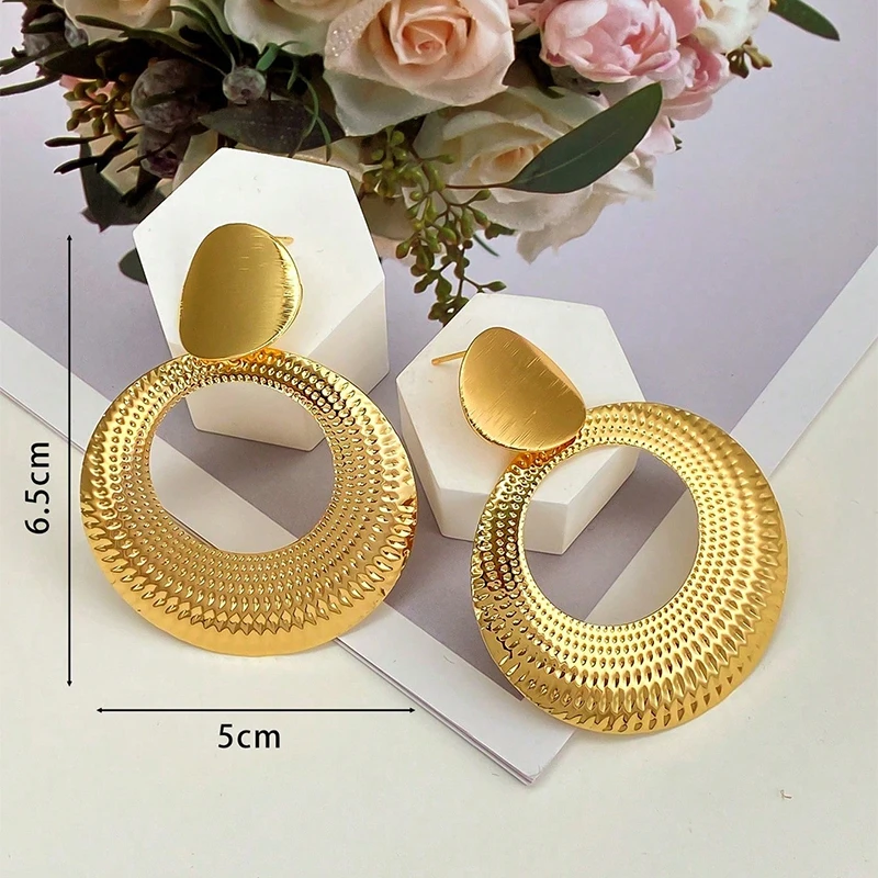1 Pair Retro Geometric Overlapping Round Earrings Minimalist style For Women Girl Anniversary Jewelry GIft