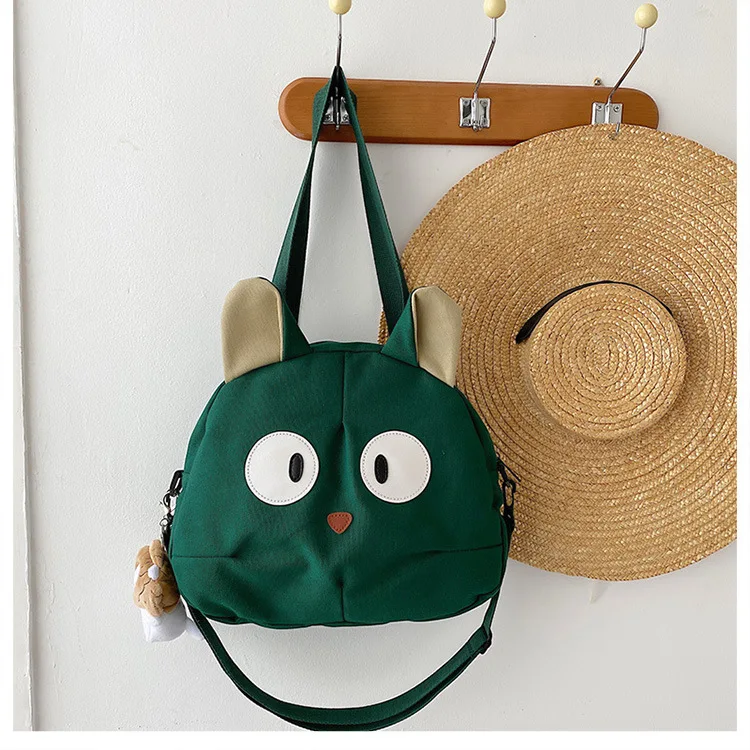 green color cat tote bag