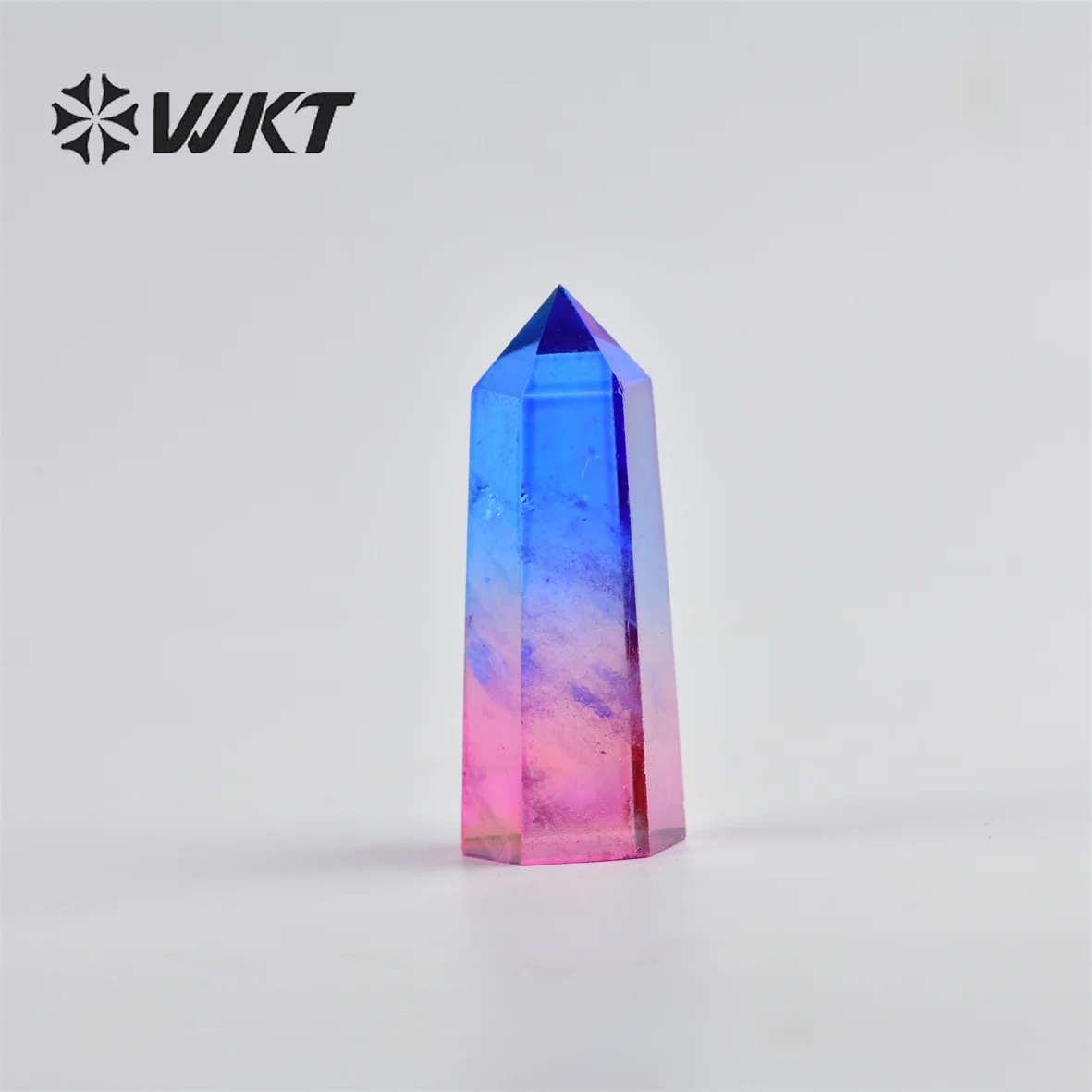 

WT-G317 натуральный кристалл титана Aura грубый шестиугольный камень хрустальная колонна руда Синий Розовый Камень Spar Кристальный образец орнамент
