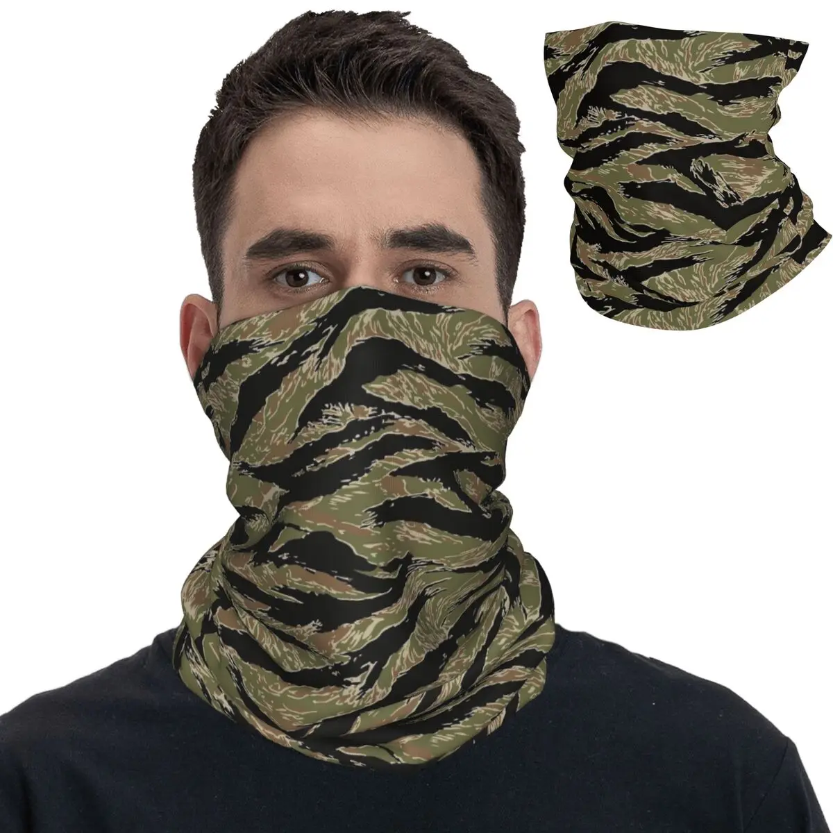 Tiger Stripe Camo Bandana Neck Cover Printed Face Scarf Multi-use Headband Outdoor Sports for Men Women Adult Winter cycling bandana,bandana headscarf,cotton bandana,camouflage bandana,motorcycle bandana,multifunctional bandana,bandana neck cover