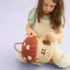 Handmade Rattan Mushroom-Shaped Storage Basket- Cute Handmade Handcrafted Gift Decoration Artwork Rattan, Red 5
