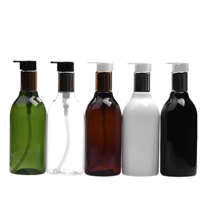 

Shampoo Bottle Empty Plastic 300ml 15Pcs Black White Clear Green Brown Lotion Pump Cosmetic Container Packing Refillable Bottles