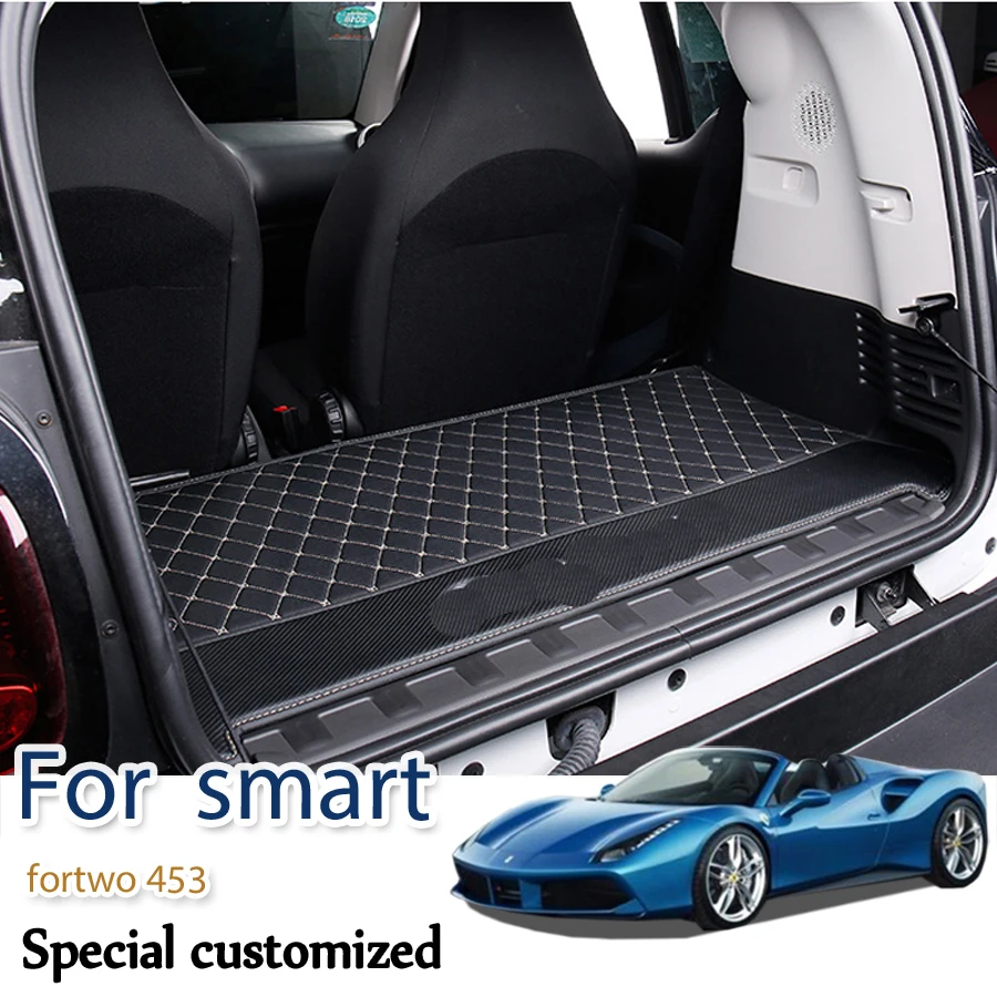 Kofferraum matte leder anti-schmutzig schutz pad für smart fortwo 453  Hinten box logo dekorative zubehör interior styling