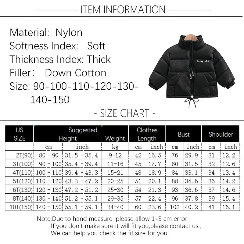 Girls Winter Coat Letter Pull Rope Zipper Warm Down Boys Jacket Kids Jackets for Boys Casual Kids Parka Overcoat 2-13 Year