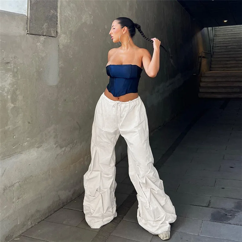 

Y2K Cargo Pants Women Baggy Flare Trousers 2023 Summer Streetwear Fairycore Oversized Pants Vintage Casual Loose Sweatpants