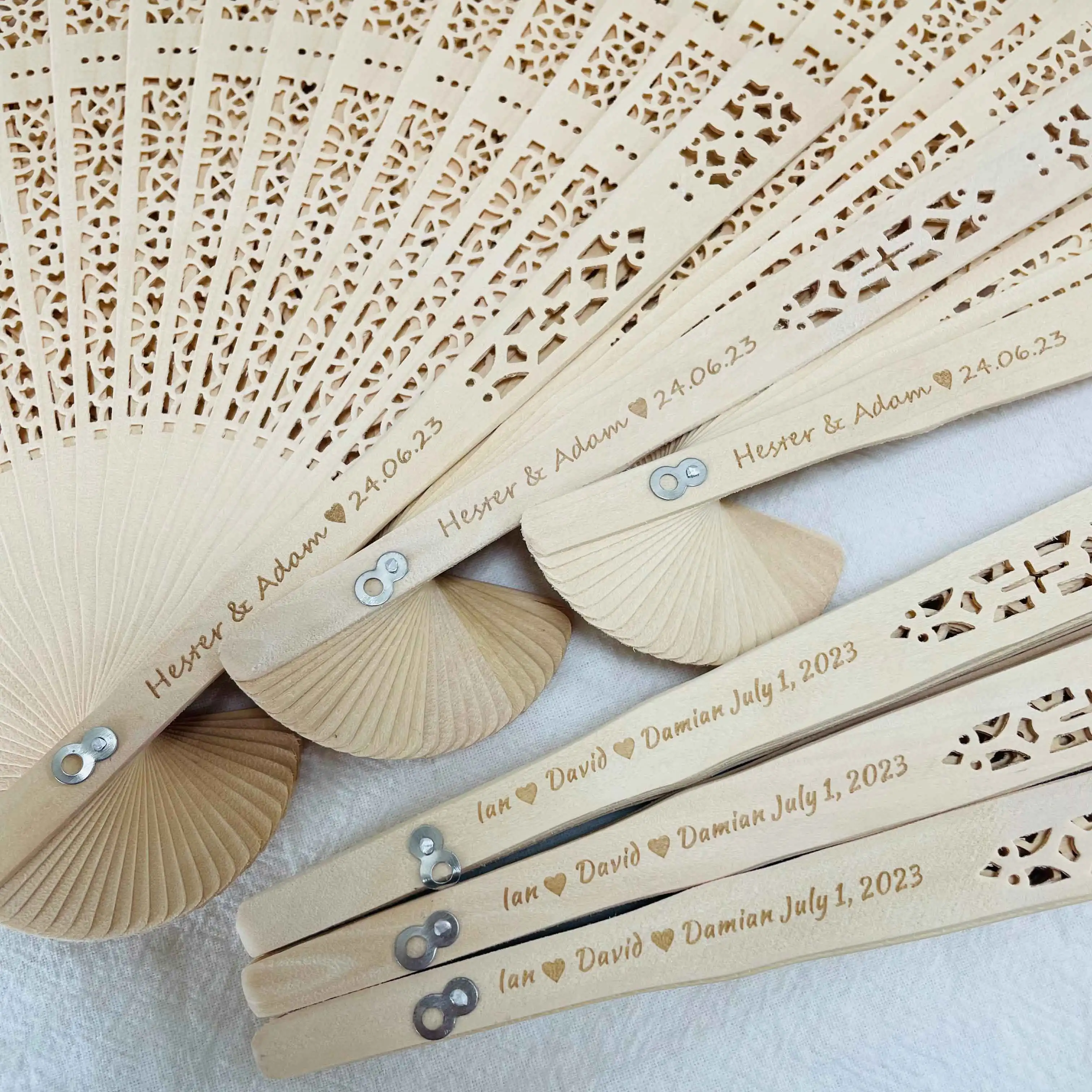 

100 Pieces Personalized Wedding Fans, Custom Summer Wedding Fans for Guests, Laser Engraved Special Event Hand Fans