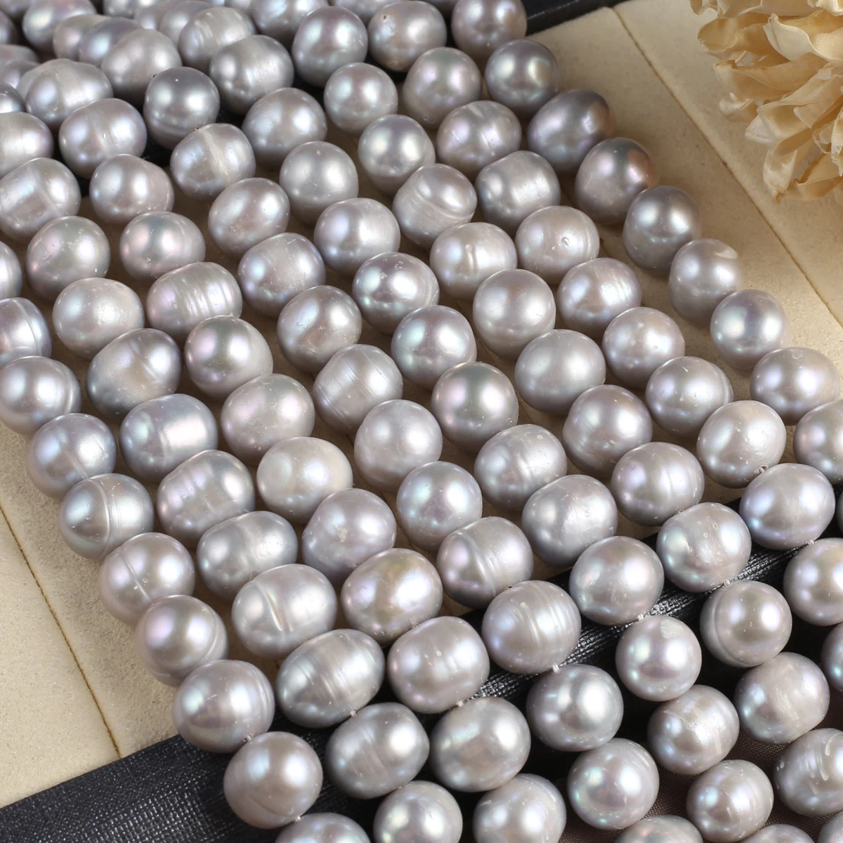

High Quality 100% Natural Freshwater Pearls Gray Beads 11-12mm for Jewelry Making DIY Necklace Bracelet Accessories Gift 36CM