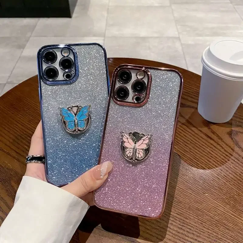 3D Butterfly Ring Stand Soft Phone Case