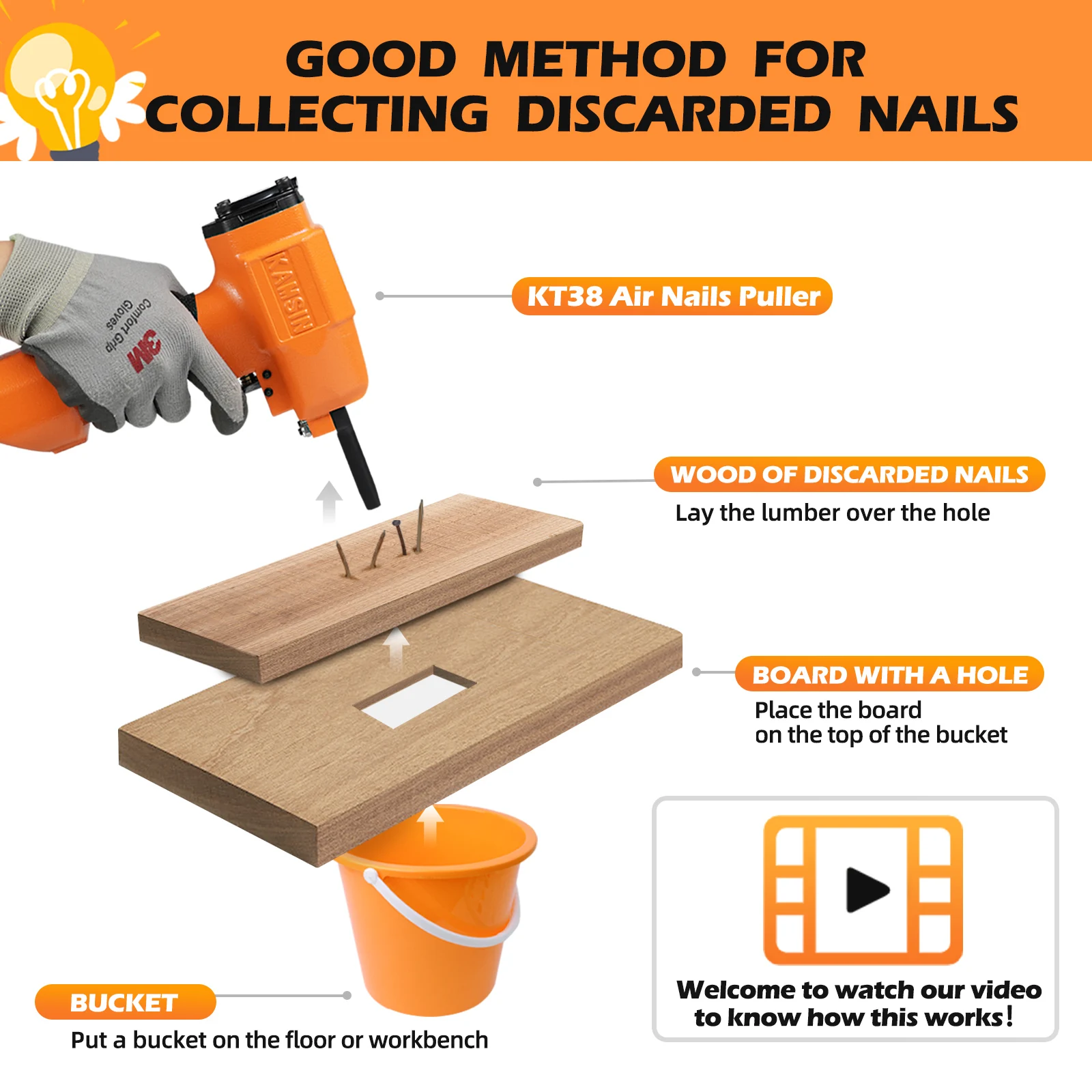 Pistola Pneumatica Kamsin KT38 Per Rimuovere Chiodi - Ideale Per Riciclare Legno, Pallet E Assi - Foto 4