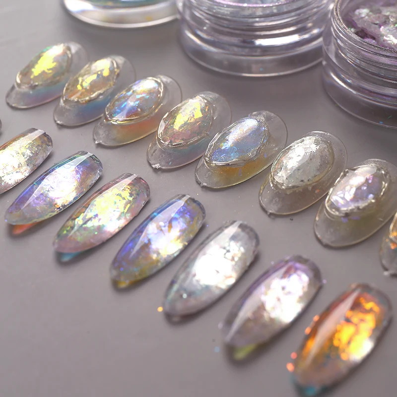 8 Colors Aurora Crystal Irregular Opal Flakes Nail Powder for Nails Professional DIY Manicure Decoration