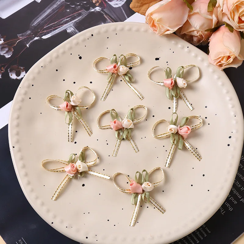 50PCS Rose Pod Bow Handmade DIY Simulation Ribbon Jewellery Accessories Clothing Accessories Decorative