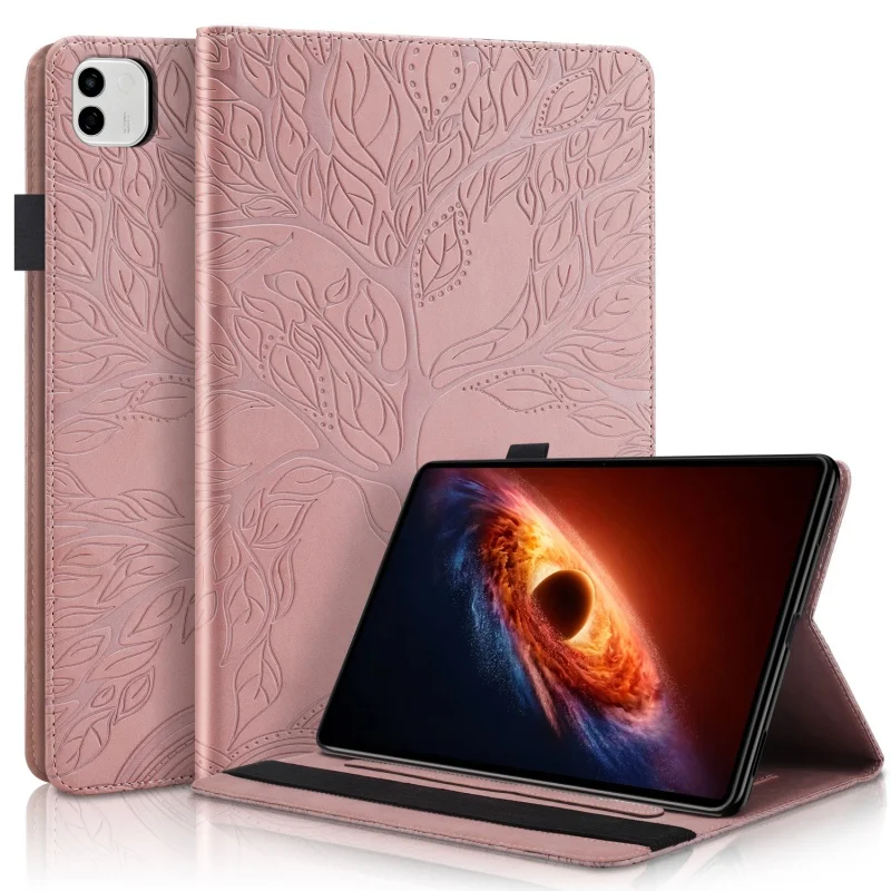 Tree Embossed PU Leather Wallet Stand Tablet Case Cover
