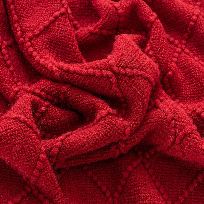 Red Nordic Christmas Blanket 4