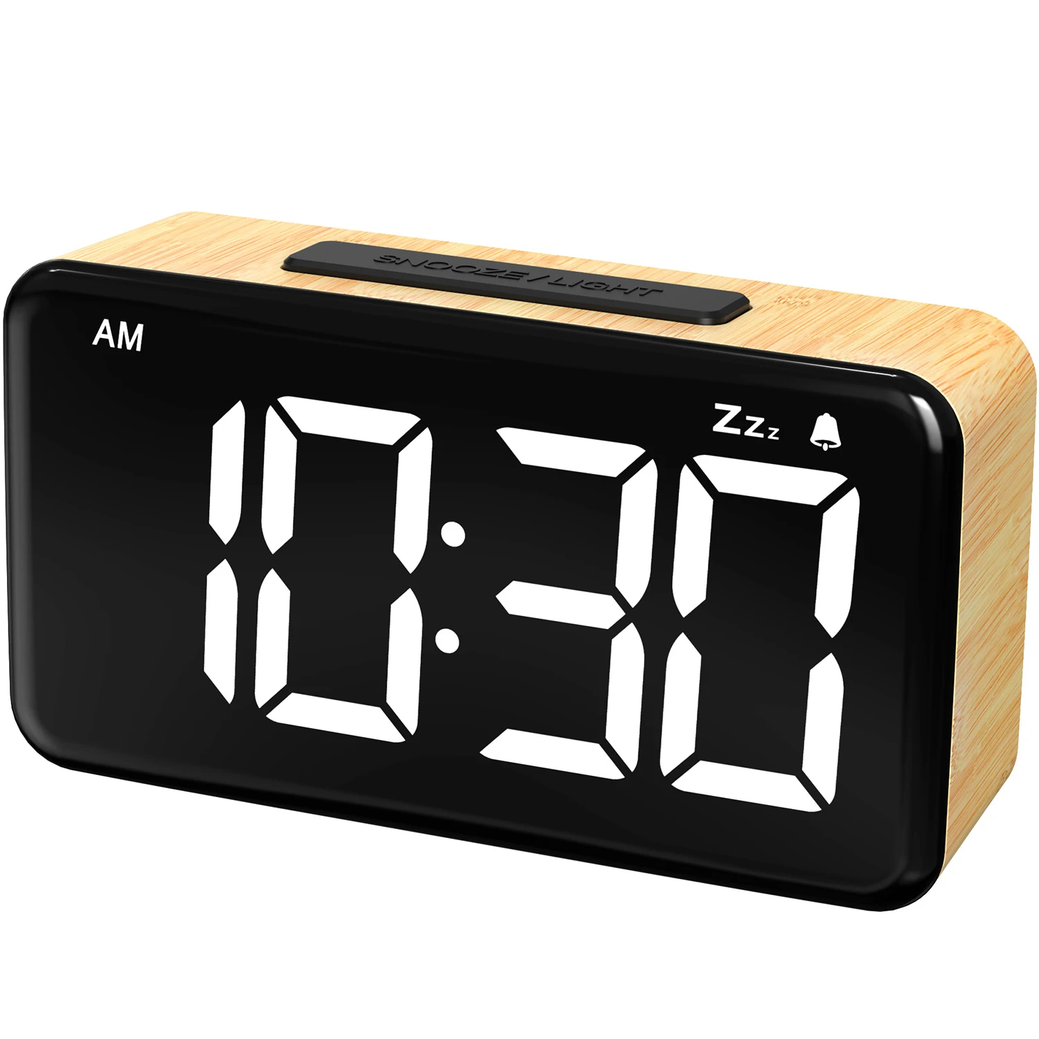 Elegant Wooden LED Alarm Clock with Large Display