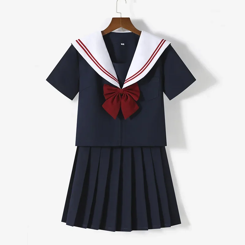 Japanese School Uniform Japanese Schoolgirl Skirt School Uniform Dress Cosplay Costume Japan Anime Girl Lady Lolita Japanese Schoolgirls Sailor Top Tie Pleated Skirt Outfit Women