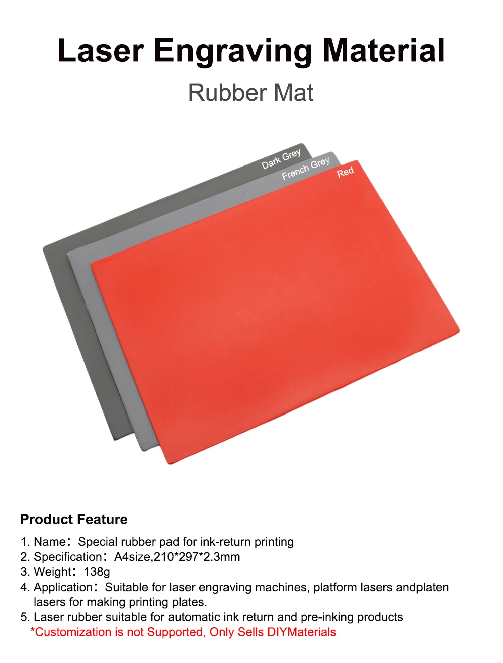 Qdlaser gummi matte laser diy gravur materialien für laser gravur markierung maschine die gummi diy druck gravur materialien – Detail 1