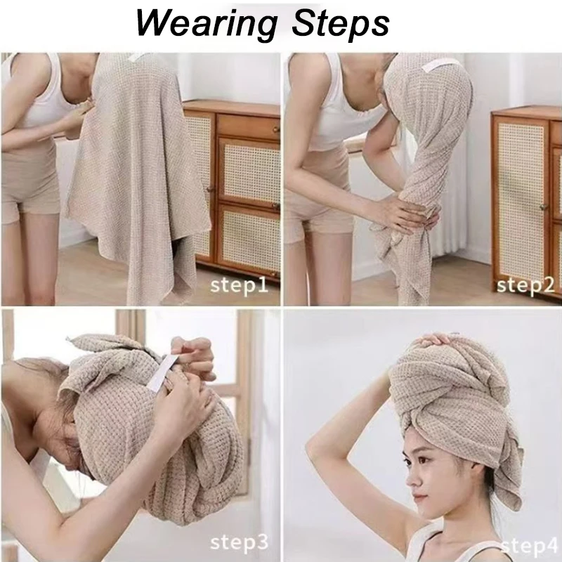 Microfiber Hair Towel Extra Large Wrap Quick Dry Hair Towel Wrap With Elastic Band , Ultra Absorbent Soft Hair Towel Wrap Turban