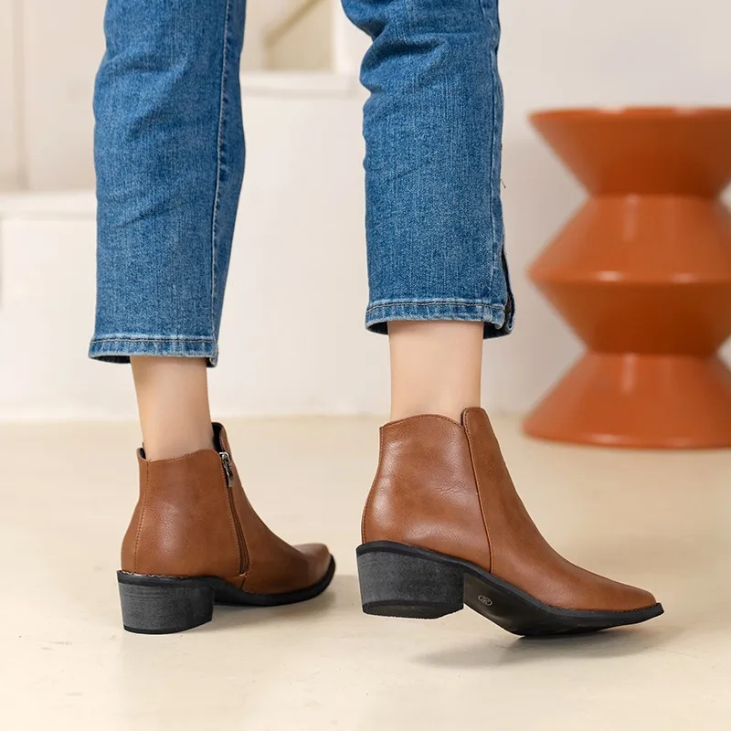 Fashion women's boots chaussure women autumn shoes woman zapatos mujer sapato girls ankle boots square chunky low heels booties