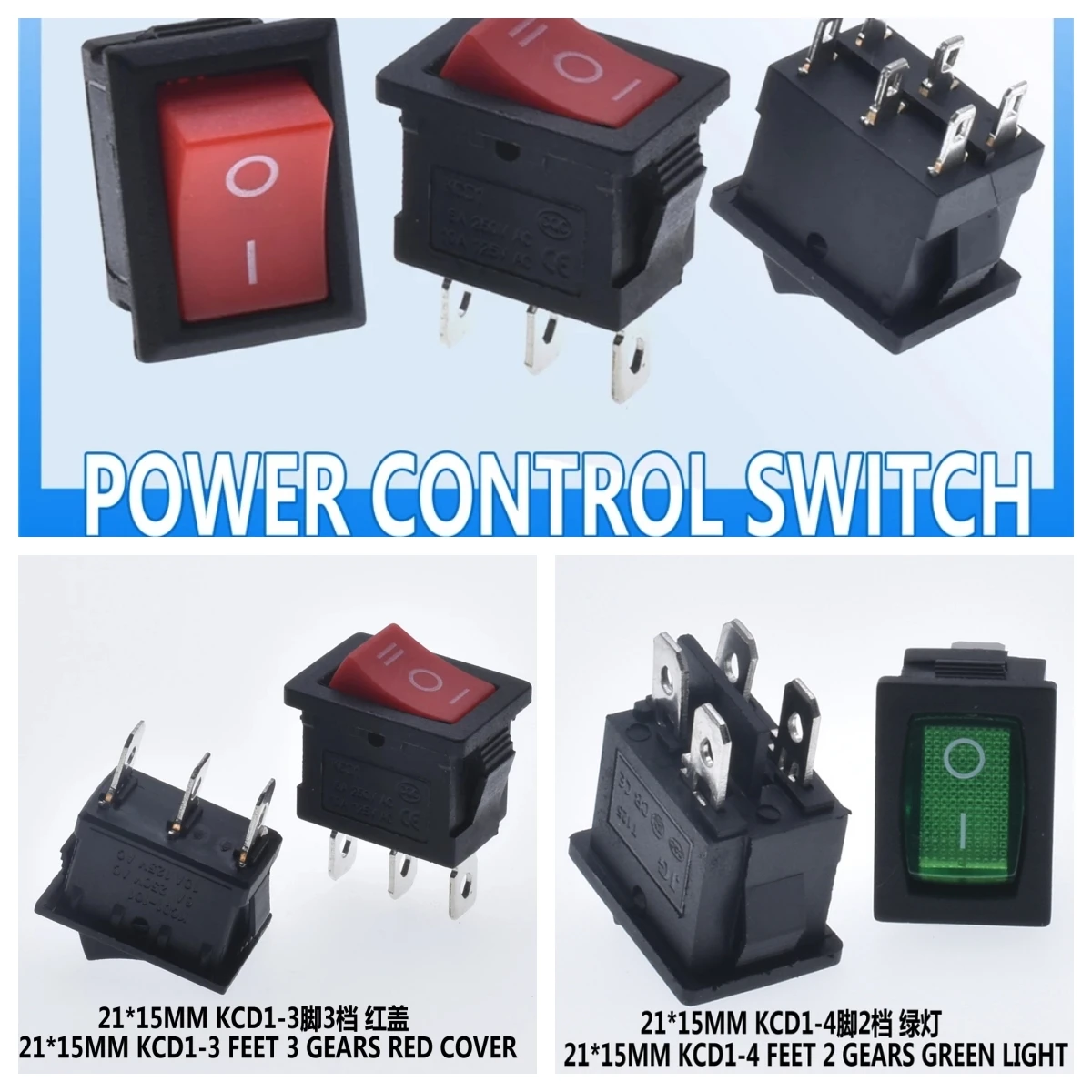 5PCS,6A/10A 250V 125V Current,ON/OFF,Special for Eelding Machine,KCD1 15mm*21mm,Sterling ,With light,Rocker Power Button Switch 16a 250v 20a 125v 3 контактный ac rocker switch kcd3 переключатель 5 шт