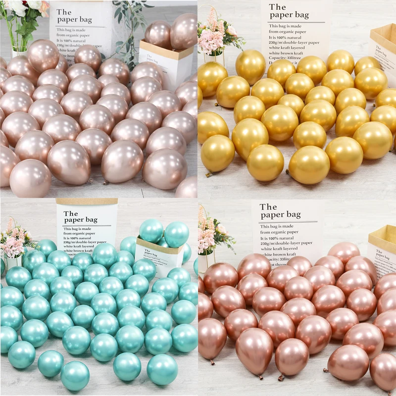 

5/10/12inch Glossy Metal Gold Sliver Latex Balloons Rose Gold Thick Chrome Metallic Globos Wedding Birthday Party Decor Balloon