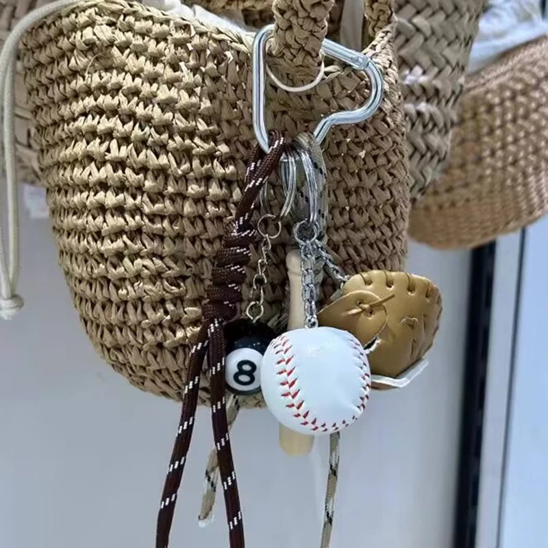 Ins DIY Original Designed Baseball Keychain Nylon Woven Rope Pendant Trendy Heart Mixed Bag Phone Decor Handmade Women Girl Gift