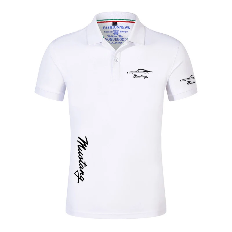 2023 new men's Mustang logo summer fashion casual polo short-sleeved street wear classic sports print top