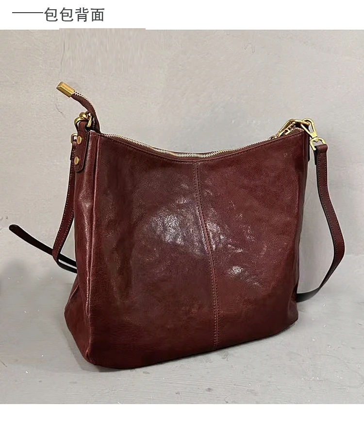 PNDME einfache Designer-Handtasche aus echtem Leder für Damen mit großem Fassungsvermögen, Wochenend-Handtasche aus pflanzlich gegerbtem Leder – Detail 8