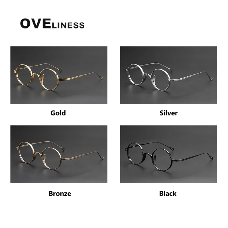 Eyeglasses Frames Pure Titanium for Men Retro Round Prescription Women Vintage Myopia Optical