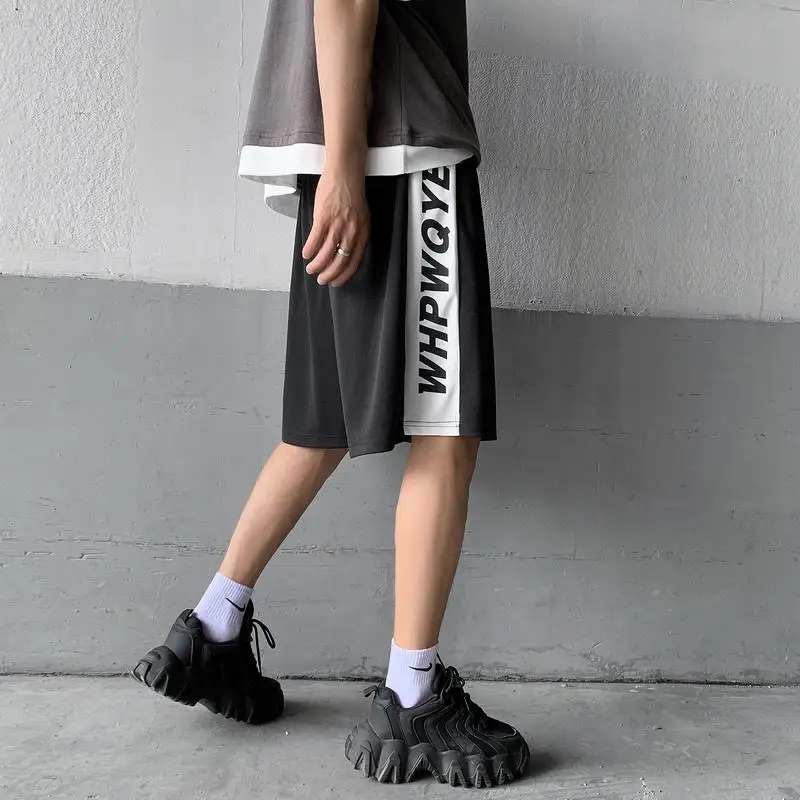 Loose Basketball Shorts Men Ice Silk Thin Sweatpants 2023 New Board Shorts Men Casual Beach Summer Jogger Trend Five-point