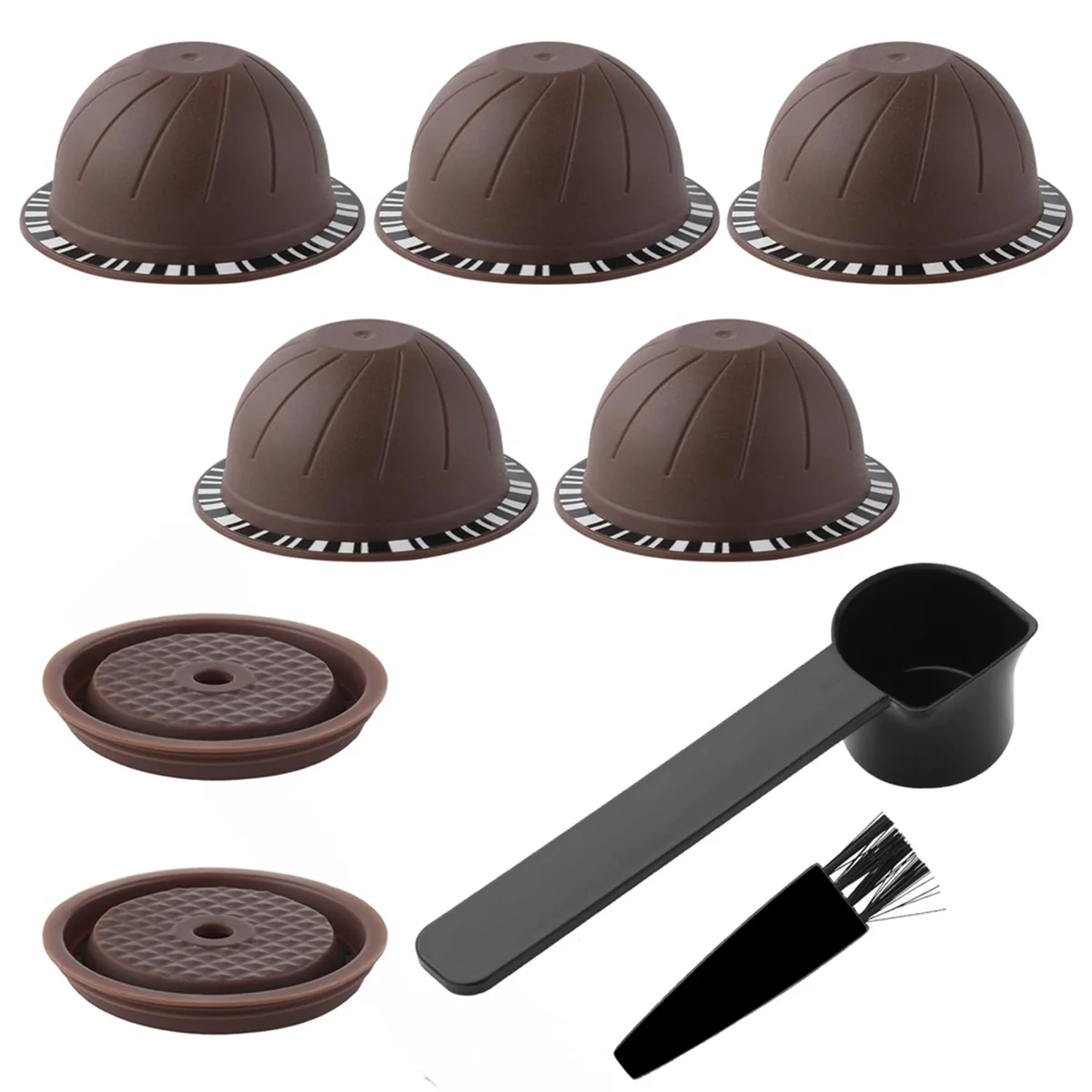 

Многоразовые капсулы для кофемашины Nespresso, 230 мл, многоразовые капсулы для кофе с 2 силиконовыми крышками, 1 ложкой, 1 щеткой