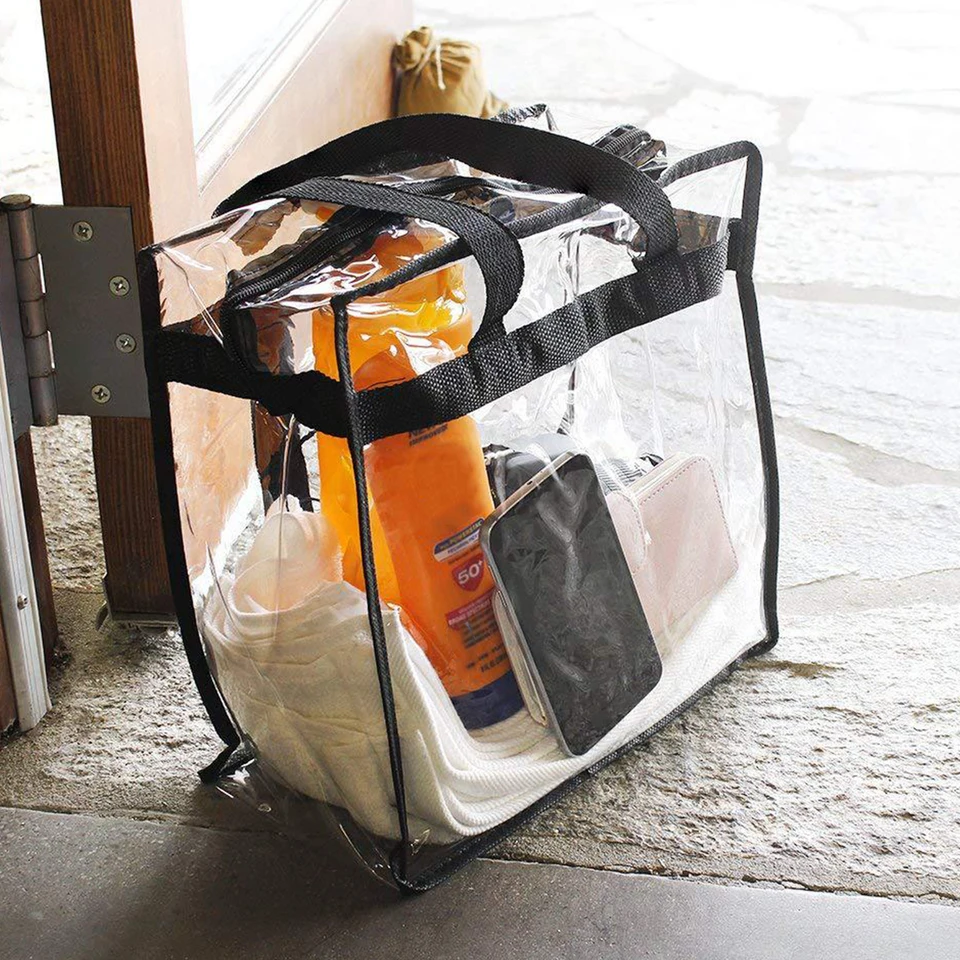 Borsa Tote Trasparente Impermeabile In PVC - Grande 30x30x15 Cm Con Cerniera E Tracolla, Per Viaggi, Lavoro E Spiaggia - 3