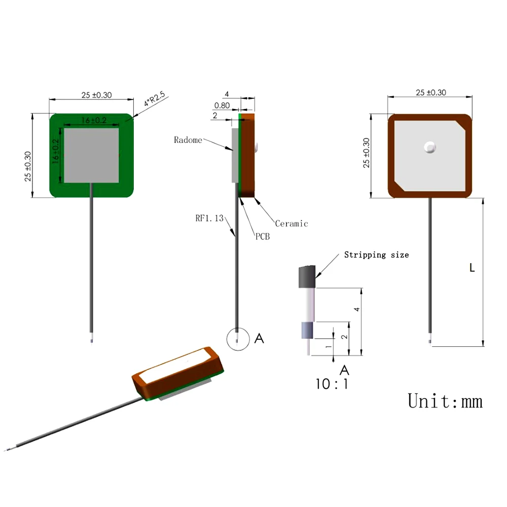 28dB High Gain GPS Active Antenna Ceramic Patch In - View #13