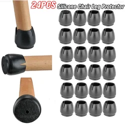 Silicone Chair Leg Floor Protector Pads with Non-Slip Felt - 24 Pack (Fit for 12-16mm)