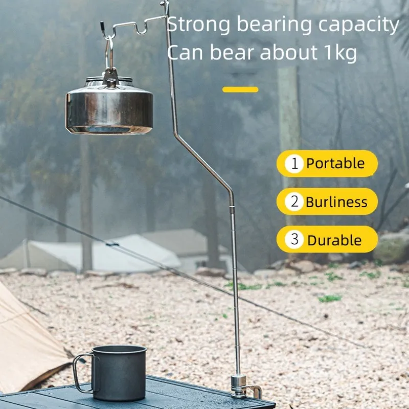 Tryhomy 야외 IGT 테이블 액세서리 휴대용 캠핑 라이트 스탠드 스테인레스 스틸 데스크탑 스토리지 랙 데스크탑 교수형 선반