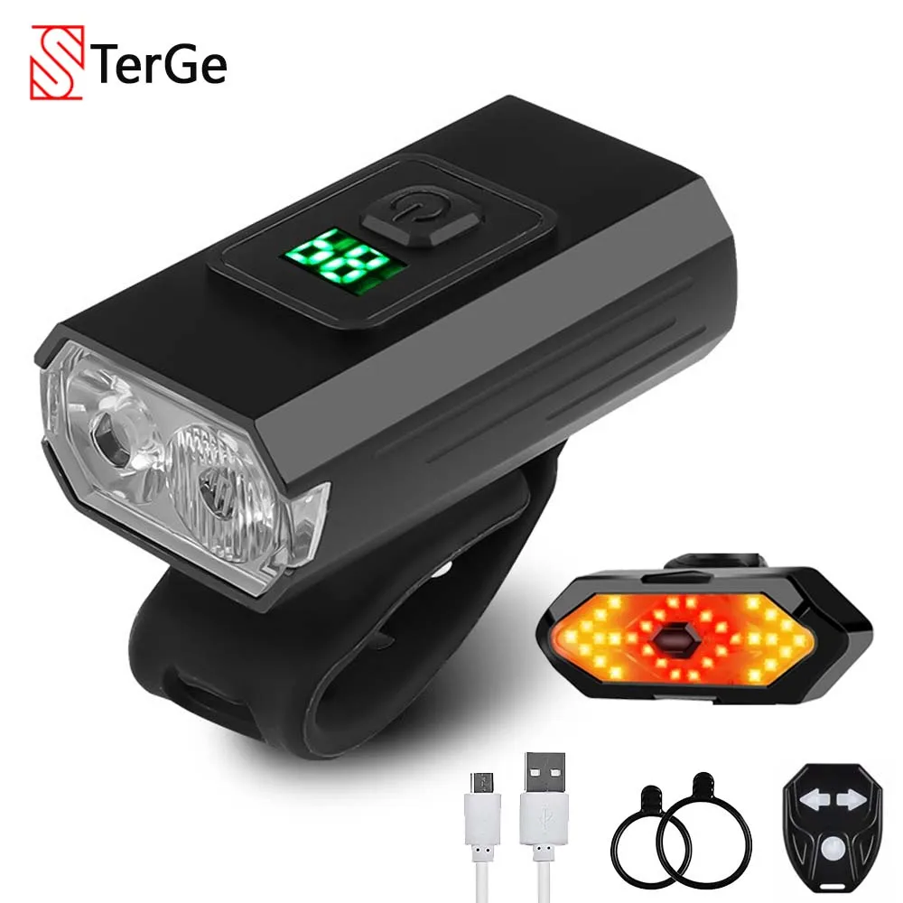 

New Bicycle Lights Front and Rear Aluminum Alloy 6 Modes Flashlight USB Charge Waterproof Cycling Lantern Road Bike Headlight