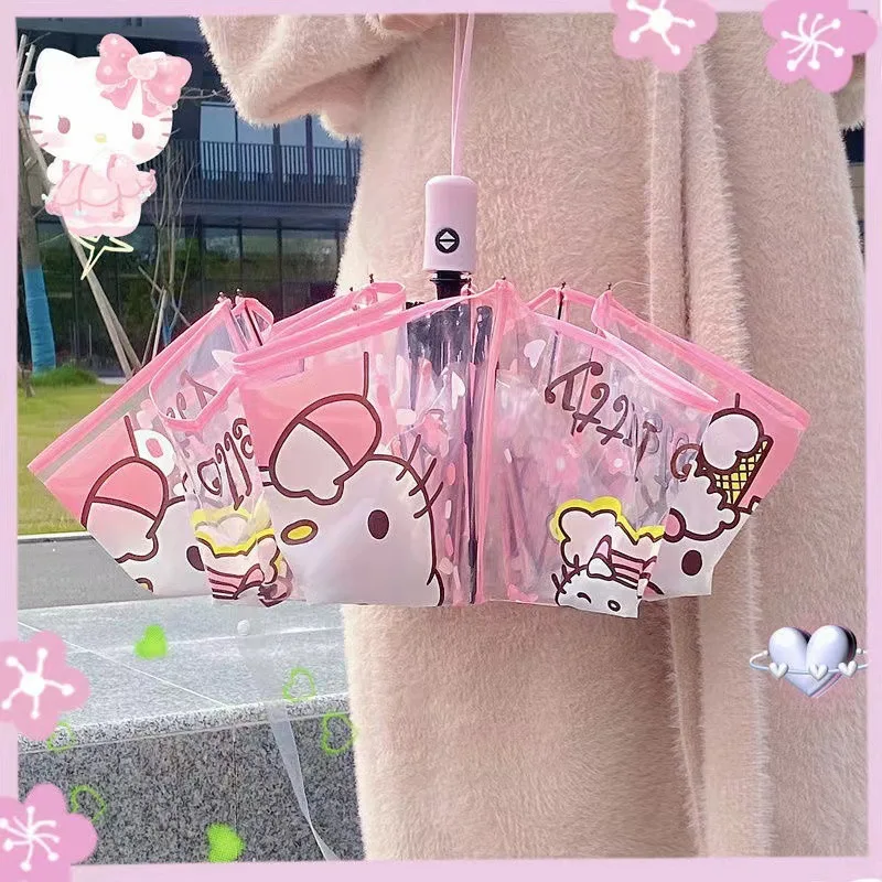 

Kuromi Kawaii Umbrella Automatic Folding Cinnamon Dog Transparent Umbrella Female Kawaii Hello Kitty Cute Ins Birthday Gift