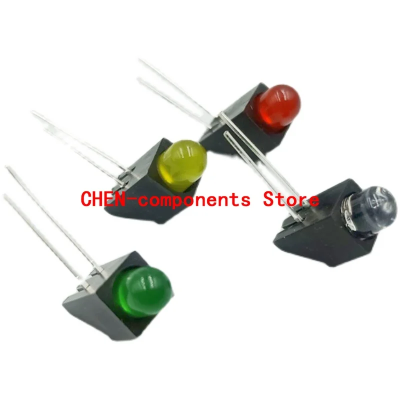 50PCS F5/5MM LED 단일 홀 램프 홀더(램프 비드 포함) 90도 구부러진 발 PCB 홀더 F5 신호 발광 표시기