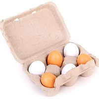 6pcs Simulation Wooden Eggs Toys Set Kids Pretend Play Wood Food Eggs Yolk Kitchen Food Children Kid Education Montessori Toys 1