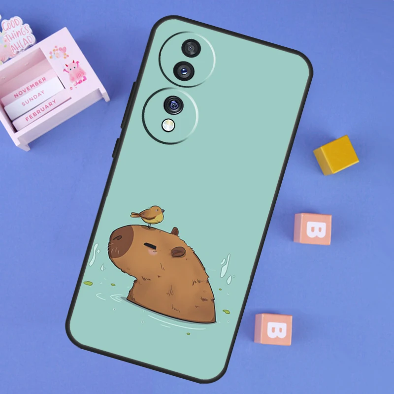 Luxurious Capybara Spa Protective Case for Various Honor Smartphones