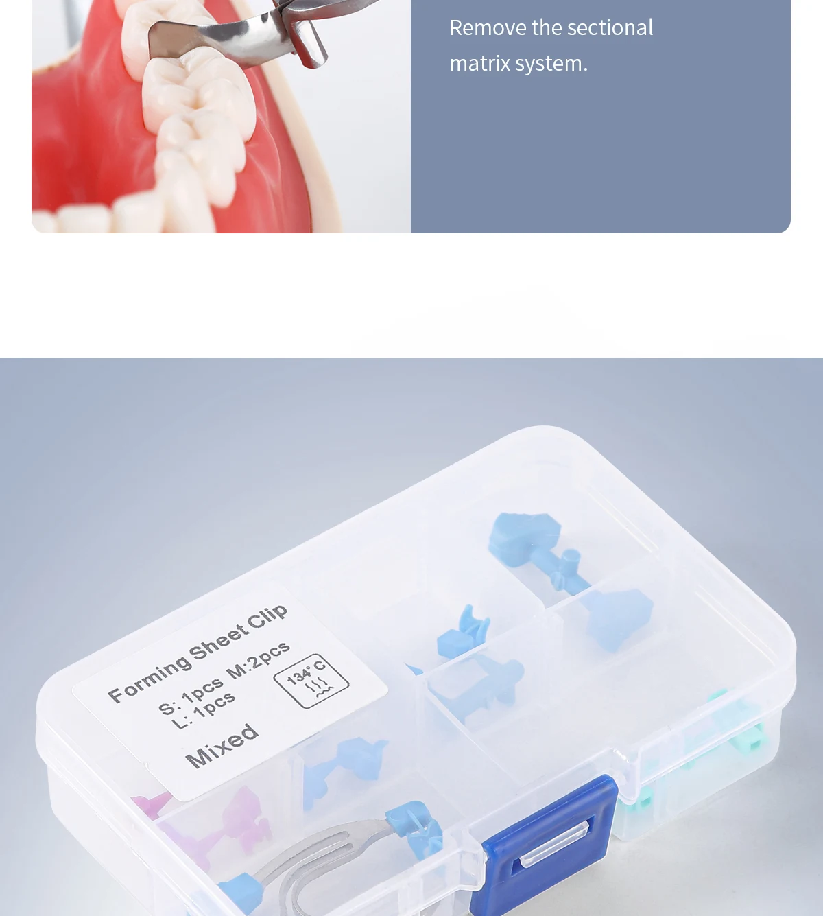 AZDENT Dental Matrix Sectional Contoured Zangen Kit Metall Feder Clip Matrizen Klemmen Keile Ringe Austauschbare Zahnmedizin Werkzeuge – Detail 7