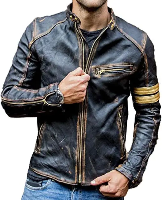 Veste en cuir de mode rétro Streetwear Blazer vestes décontractée hommes vêtements d'extérieur en cuir Moto veste tendance marque nouveaux vêtements pour hommes 1