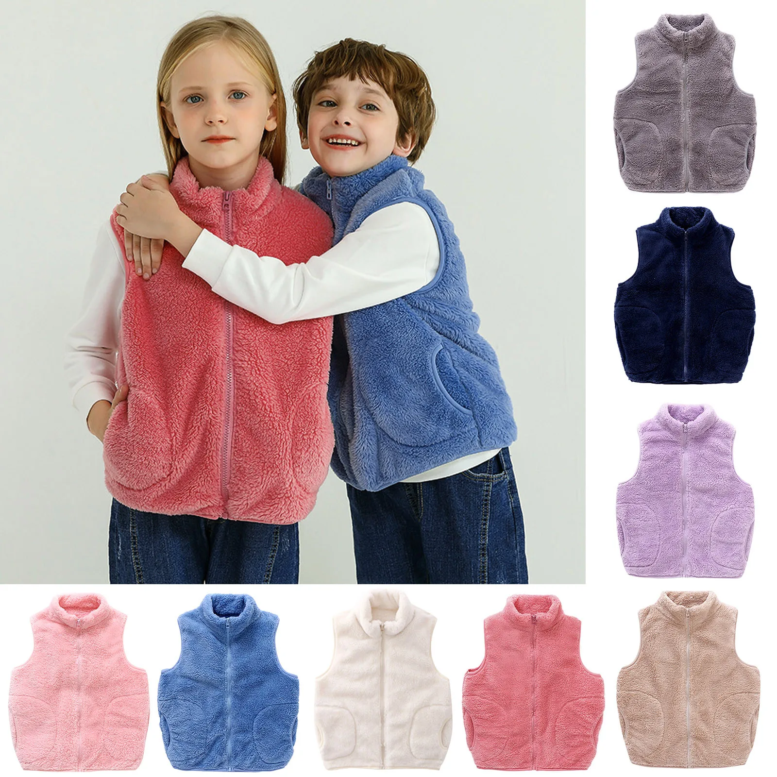 

Boys Vests Kids Jackets For Girls Sleeveless 2022 Spring Causal Fleece Warm School Child Girl Coat Children Outerwear Clothing